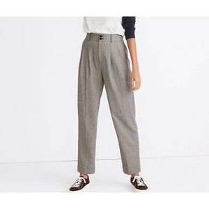 Madewell Taper Pleated Houndstooth Baggy Pants